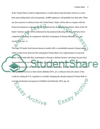 The Volcker Rule - Financial Reform Law by Dodd-Frank