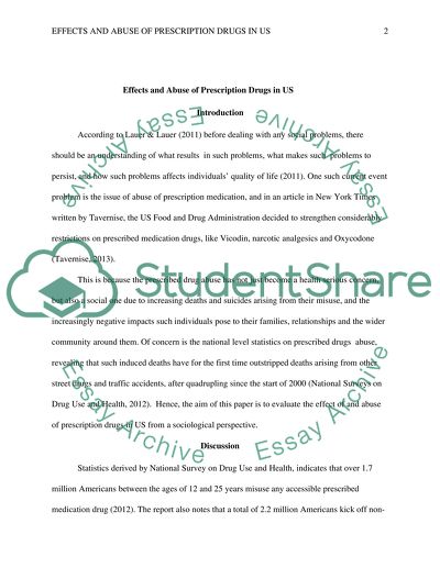 Effects and Abuse of Prescription Drugs in the United States of America