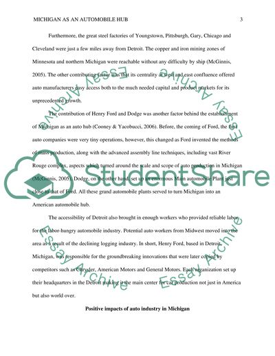 Michigan as an Automobile Hub