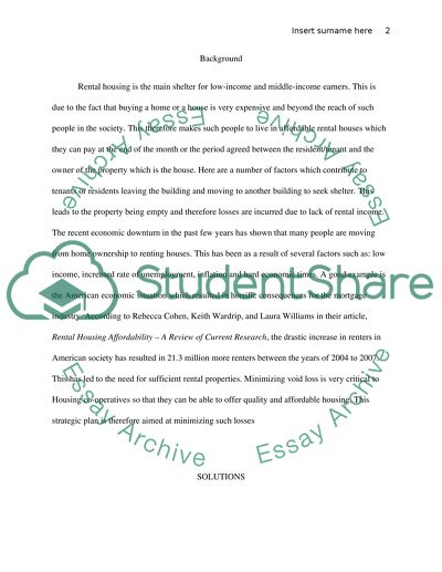 Strategy to Minimize Void Loss Co-operation with Residents