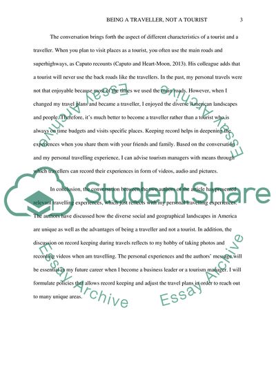 Reflection on a Traveller, Not a Tourist