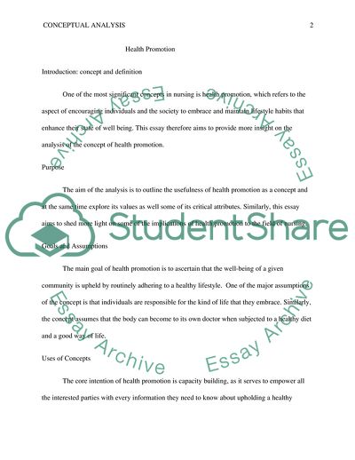 Analysis of the Concept of Health Promotion