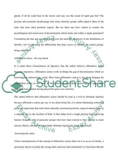 Should affirmative action be used to eliminate injustice