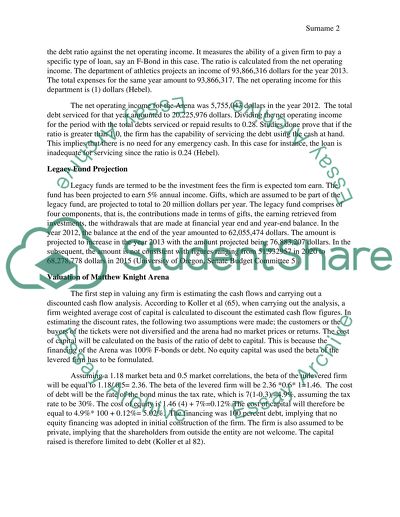 Matthew Knight Arena : Financial Forecasting