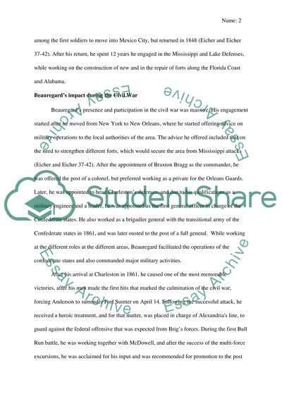 General Beauregard and his early life leading up to the Civil War