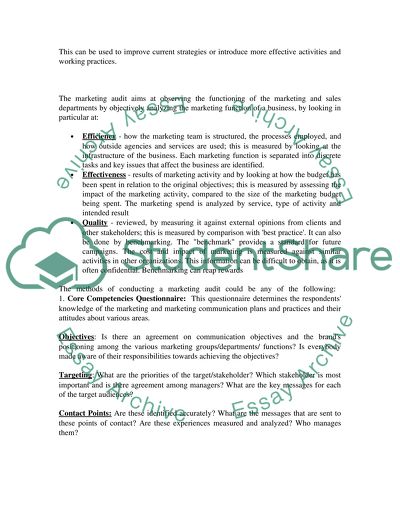 Marketing Audit Approach