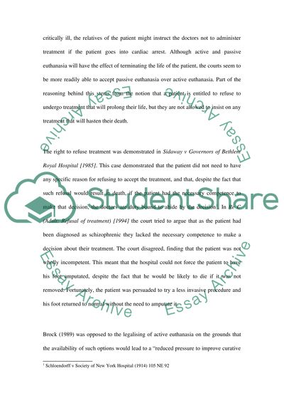 On the Debate on Euthanasia and the Law in England and Wales