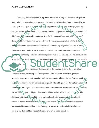 Personal Statement on Practicing Law
