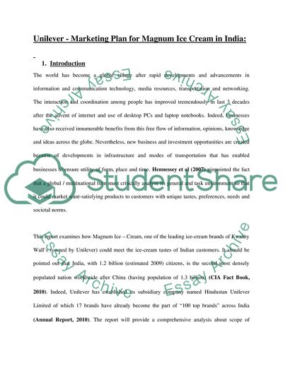 Unilever: Marketing Plan for Magnum Ice Cream in India