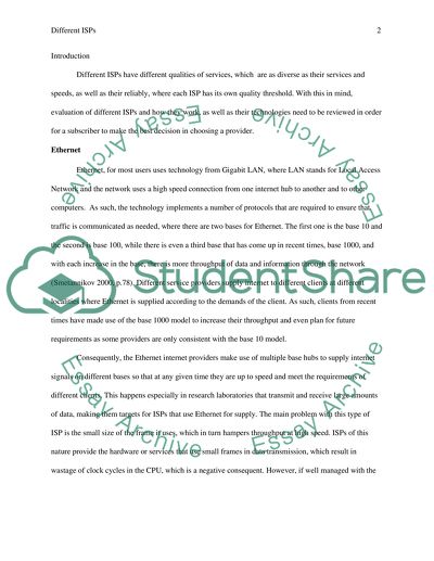 Different Internet Service Providers