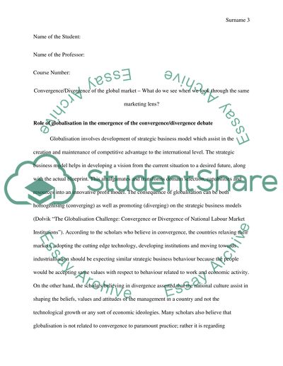 Convergence/Divergence of the Global Market