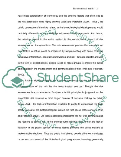 Need for Risk Assessment of Biotechnology Projects
