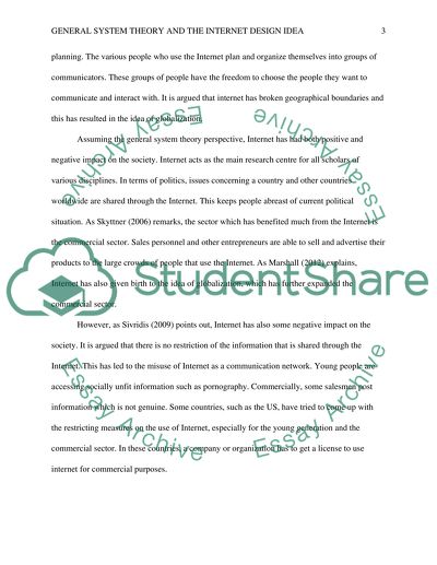 General System Theory and The Internet Design Idea