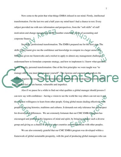 Graduation speech executive MBA