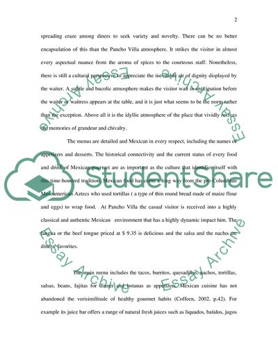 The Culinary Legacy and Conventional Mexican Ambience in Pancho Villa