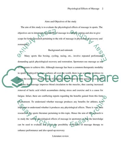 Physiological Effects of Massage in Sport