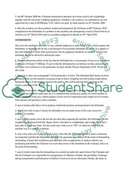 Skeleton Argument on Behalf of the Defendant