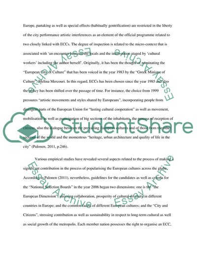 Role of the European Capital of Culture