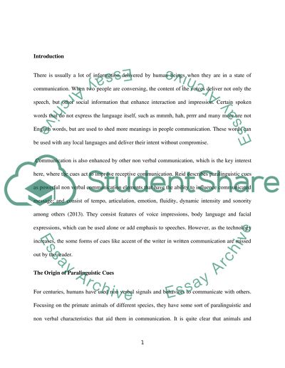 Origin, Nature and Function of Paralinguistic Cues in the Human Voice