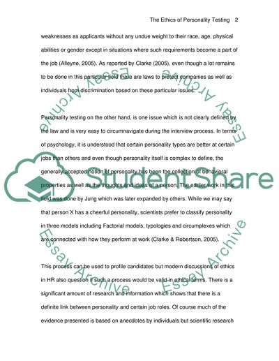 The Ethics of Personality Testing