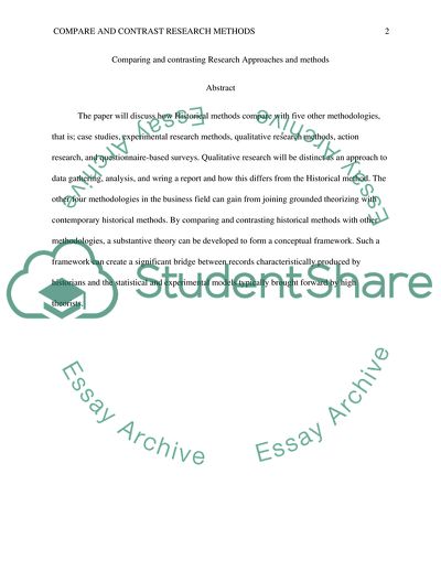 Comparing and Contrasting Research Approaches and Methods