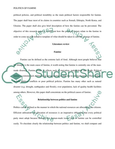 Political Famine as a Devastating Phenomenon