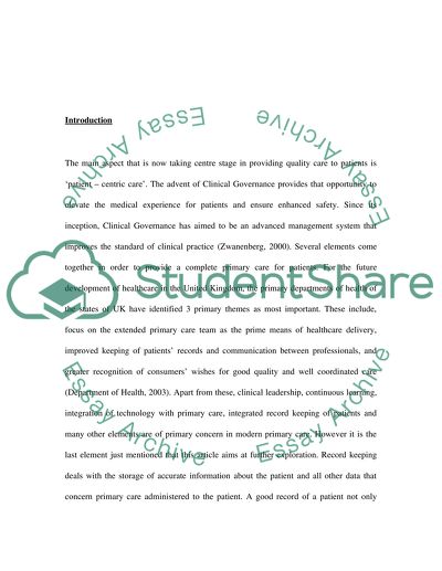 Record Keeping in Patient Care