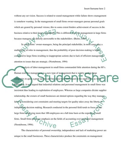 Characteristics of Small Business vis-a-vis Large Companies