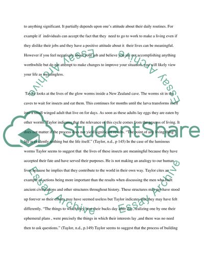 Understanding What Taylor to Be Saying about the Meaning of Life