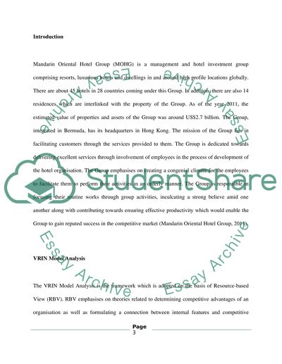 Strategic Strengths and Weaknesses of Madarin Oriental Hotel Group Organisation In Relation To VRIN Analysis