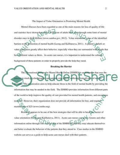 Promotion of mental / psychological health