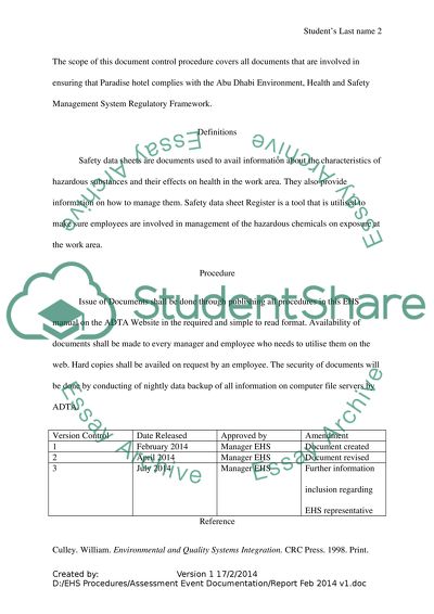 Assessment Event Document / Maintain an EHS information system