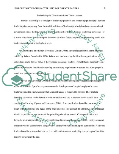 Embodying the Characteristics of Great Leaders