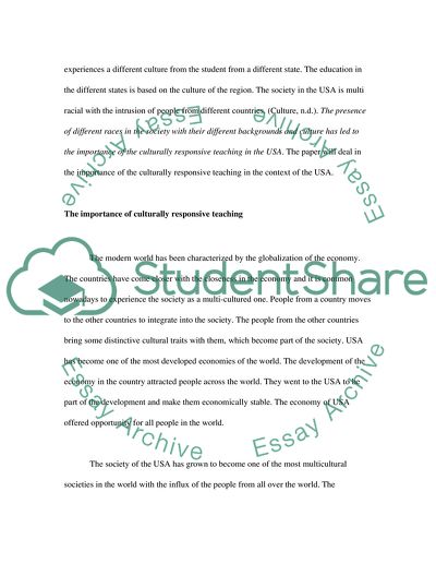 Culturally Responsive Teaching in American Education