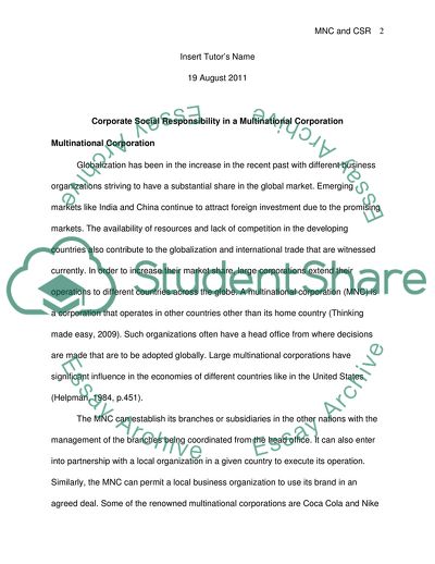 Structure of Large Multinational Corporations