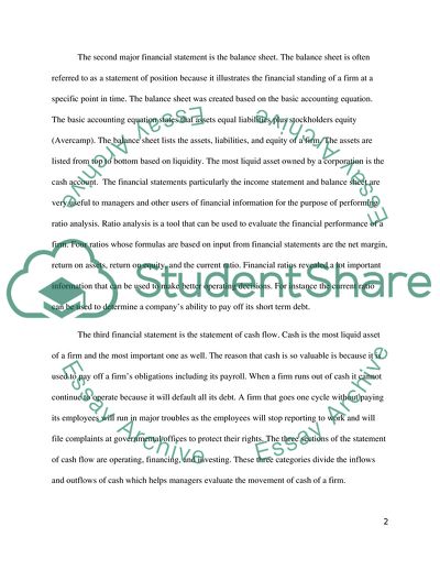 The Role of the Main Financial Statements