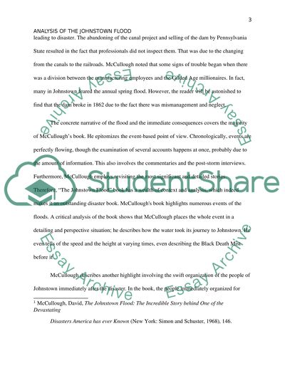 Analysis of The Johnstown Flood