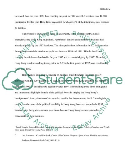 Chinese Mainland and Hong Kong Immigration to British Columbia