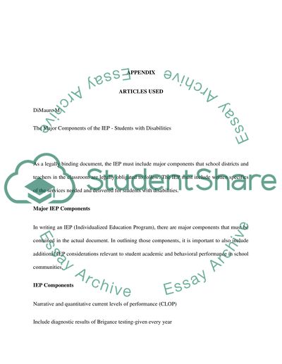 Special Education Individualized Education Program