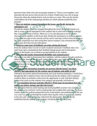 Observation of a 2nd Grade Classroom