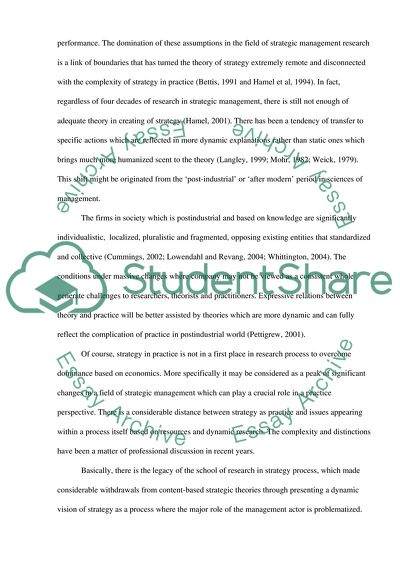 Distance between Strategy as Practice and Issues