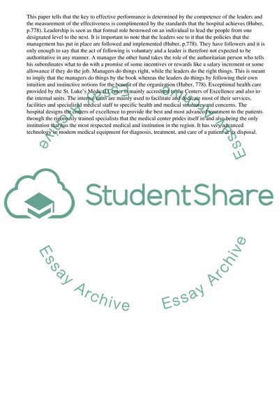 Hospital Management and Its Organization