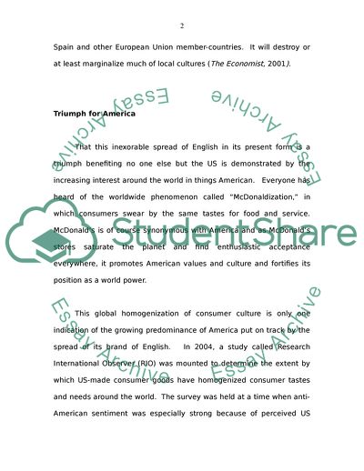 Spread of English - A Triumph for America and A Threat to the Rest