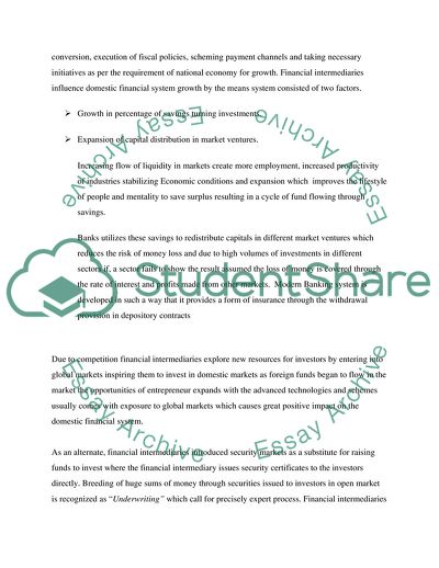 What Role Do Financial Intermediaries Play in the Domestic Financial System