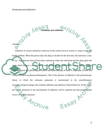 Pathophysiology of Glutamate Dependence