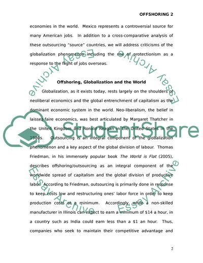 Offshoring, Globalization and the World