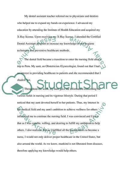 College of Nursing Entrance Letter