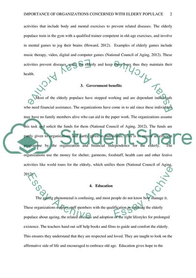 Importance of Organizations Concerned With Elderly Populace