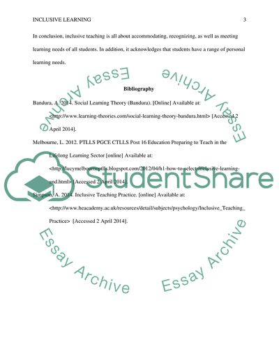 Aspects of Inclusive Learning Evaluation