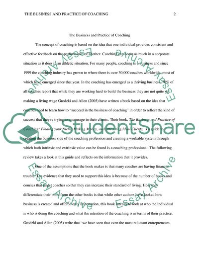 The Business and Practice of Coaching